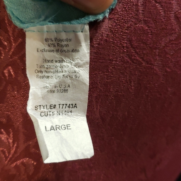 Aqua Sz Lg - long sleeve tunic trimmed with white - Picture 5 of 5